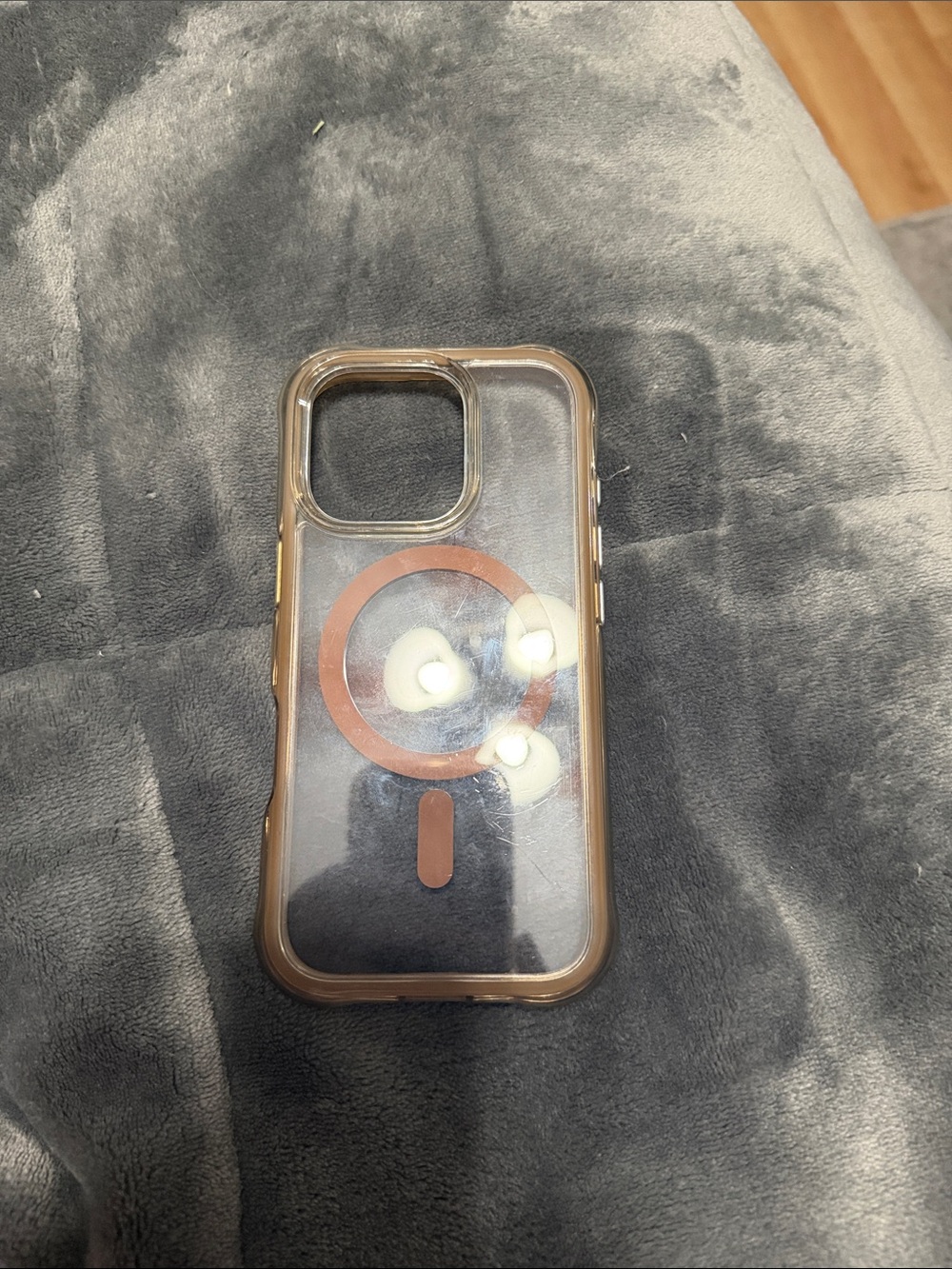 Clear MagSafe-Compatible Phone Case with Brown Trim